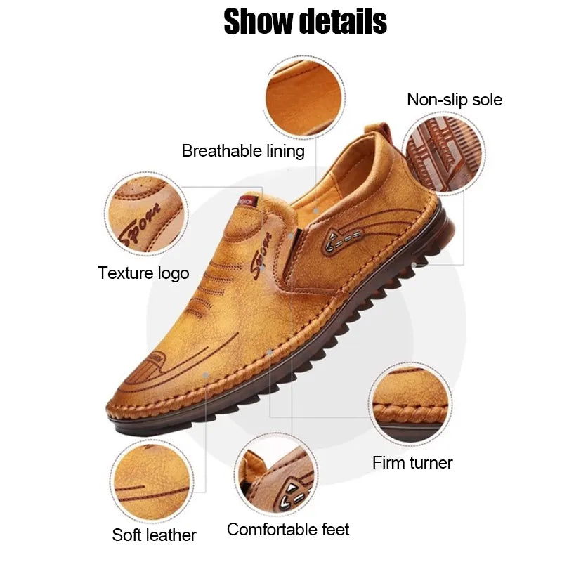 Beige Casual Leather Shoes 18894