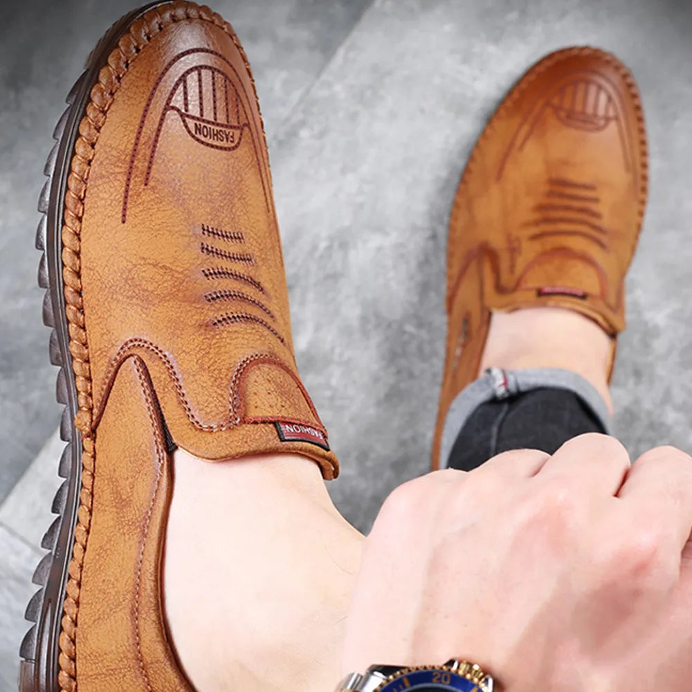 Beige Casual Leather Shoes 18894