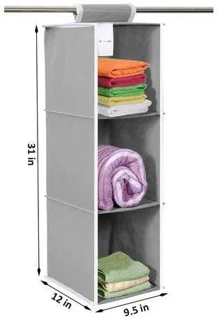 Cloth Organizer - Hanging 3 Shelves Wardrobe Organizer 1238