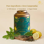 Aaurash Tulsi Lemon Mint Green Tea | Lemon Mint Flavor | Refreshing Blend | Loose Tea Tulsi Herbal Tea Tin (60 g) 34136