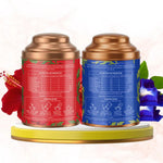 Aaurash Hibiscus Tea & Blue Tea Combo | Natural Flower Tea | Supports Relaxation, Skin Glow & Detox | Caffeine-Free Herbal Tea | Rich in Antioxidants 34136