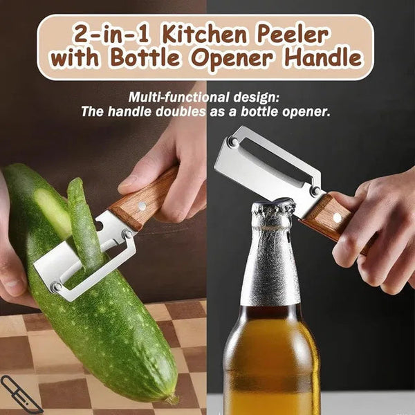 Kitchen Peeler with Wooden Handle & Bottle Opener 22927