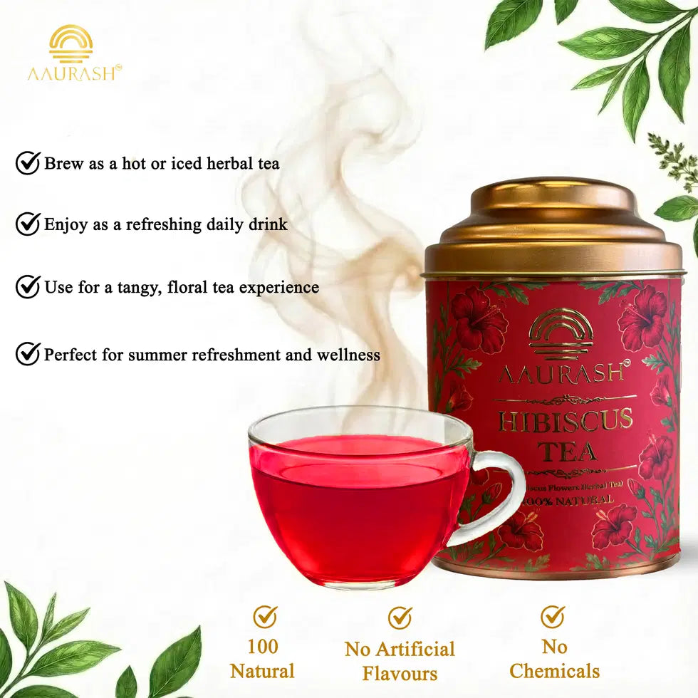 Aaurash Chamomile Tea, Blue Tea & Hibiscus Combo | 100% Natural Flower Tea | Caffeine-Free Herbal Wellness Tea | Supports Relaxation, Skin Health & Detox | Rich in An 34136