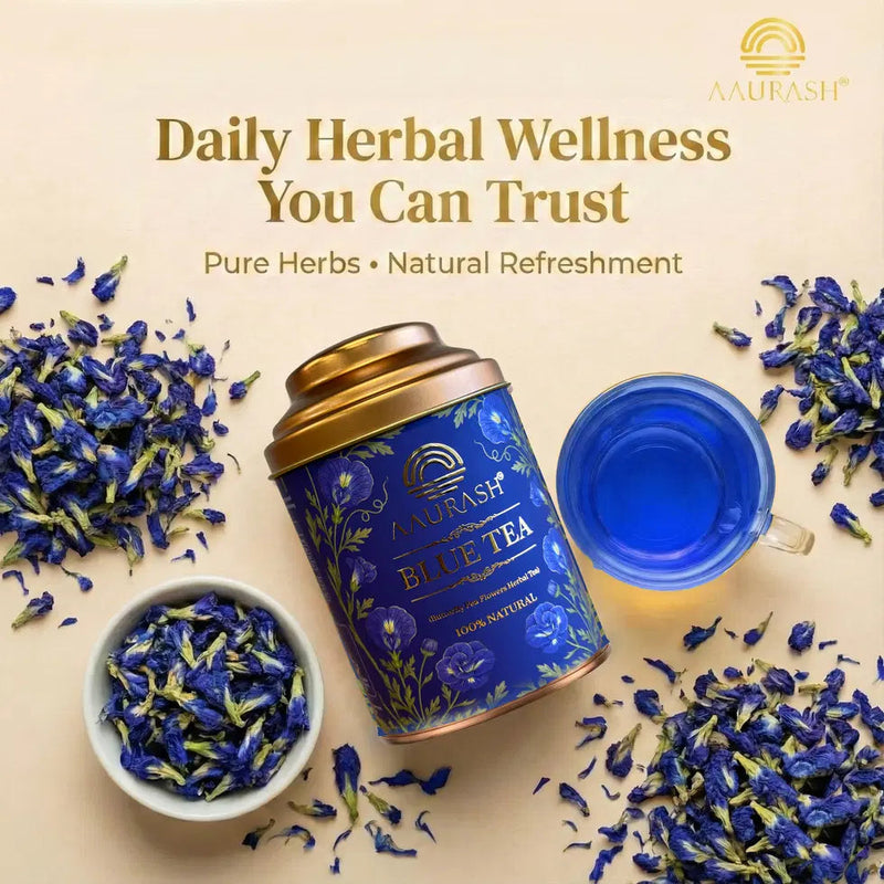 Aaurash Hibiscus Tea & Blue Tea Combo | Natural Flower Tea | Supports Relaxation, Skin Glow & Detox | Caffeine-Free Herbal Tea | Rich in Antioxidants 34136