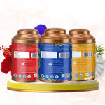 Aaurash Chamomile Tea, Blue Tea & Hibiscus Combo | 100% Natural Flower Tea | Caffeine-Free Herbal Wellness Tea | Supports Relaxation, Skin Health & Detox | Rich in An 34136