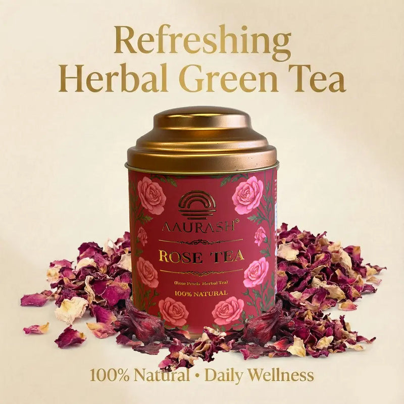 Aaurash Rose Tea | Natural Antioxidants | Caffeine Free | Loose Rose Petals (40gm) 34136