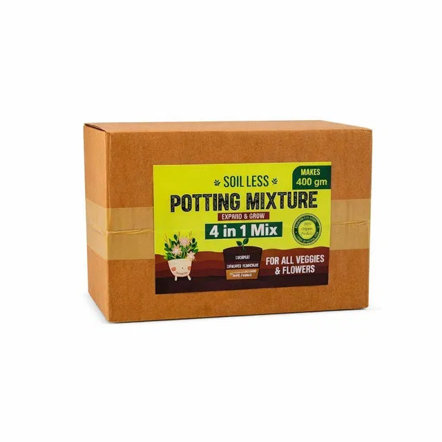 4-in-1 Soil Less Potting Mixture - Cocopeat, Vermiculite, Neem Khad, Organic Plant Food (100gm Each) (4 Packets) 205