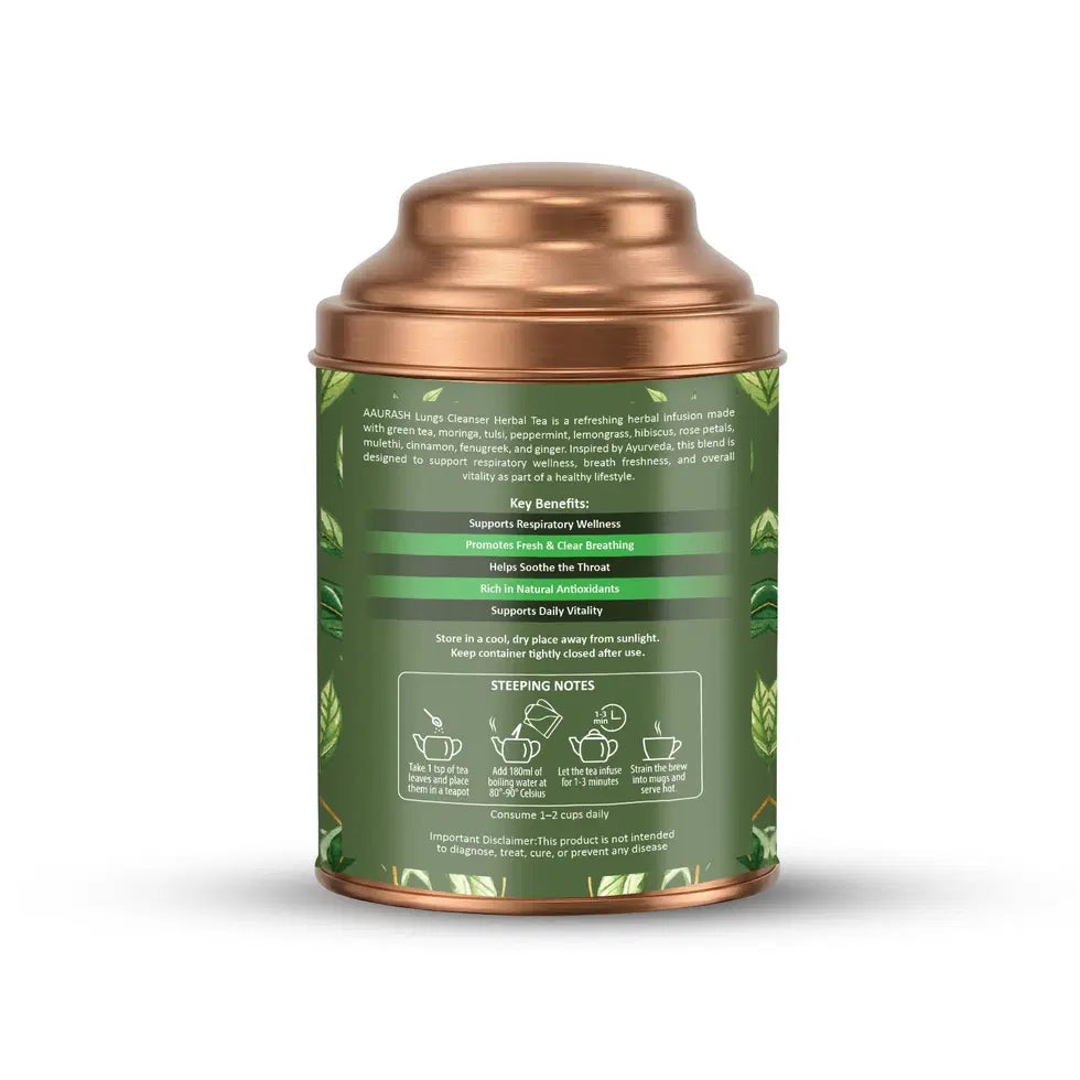 Aaurash Lungs Cleanser Herbal Tea | Breathing Comfort & Detox Support Tea | Supports Respiratory Wellness & Natural Detox | Caffeine-Free Herbal Tea 34136