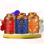 Aaurash Chamomile Tea, Blue Tea & Hibiscus Combo | 100% Natural Flower Tea | Caffeine-Free Herbal Wellness Tea | Supports Relaxation, Skin Health & Detox | Rich in An 34136