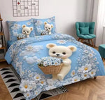 Heavy 7D Digital Glace Cotton Super King Size Printed Flat Double Bedsheet, 110 X 110 Inch and 2 Pillow Cover 13272
